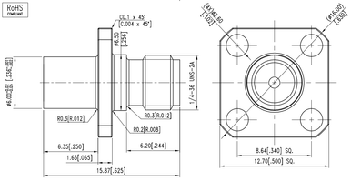 Huang Liang SMA Female to SMP Male 4-Hole Flange Mount Adapter