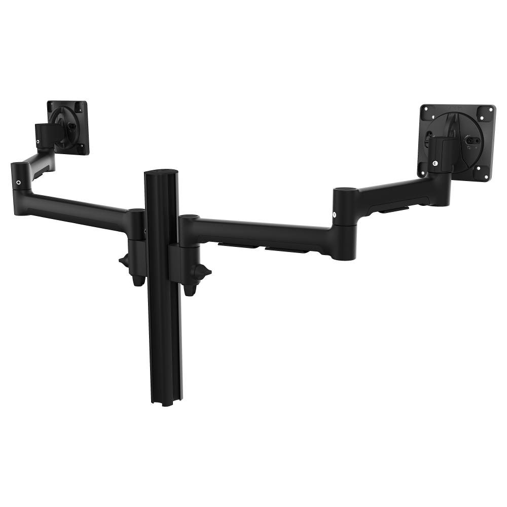 Atdec Dual Side-By-Side Ultrawide Monitor Mount with Swing Arms - Heavy-Duty F-Clamp - Black