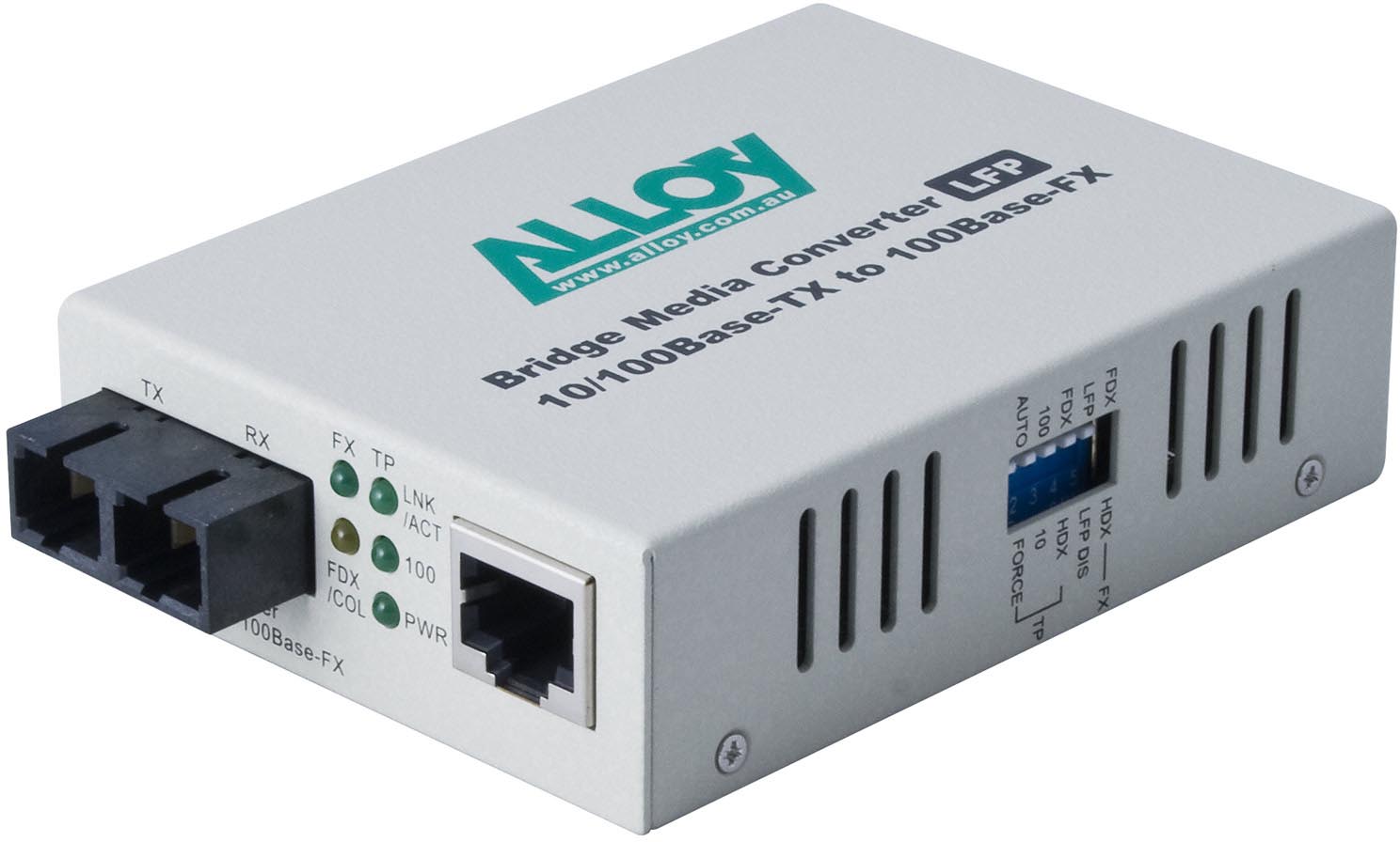 Alloy FCR200SC.10015 10/100Base-TX to 100Base-FX Single Mode Fibre (SC) 1550nm Converter Switch module with LFP via FEF or FM. 100Km. MOQ 10 units