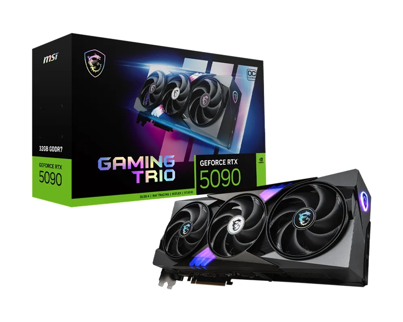 MSI nVidia GeForce RTX™ 5090 32G GAMING TRIO OC, Boost: 2482 MHz, CUDA 21760 Units, 32GB GDDR7, HDMI™ x 1