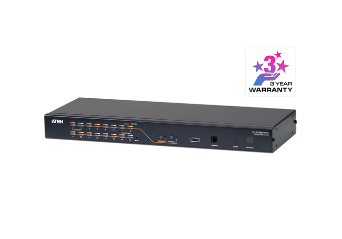 Aten Rackmount KVM Switch 2 Console 16 Port Multi-Interface Cat 5, KVM Cables NOT Included, Daisy Chainable for up to 256 Devices