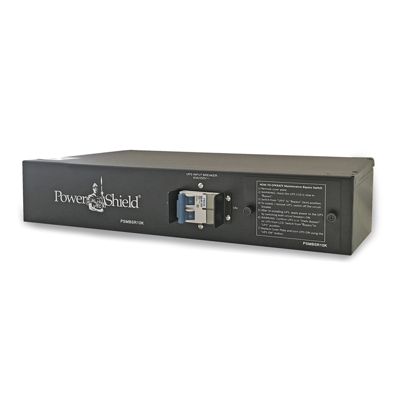 PowerShield Rack Mount 1:1 Maintenance Bypass Switch for 6-10kVA UPS, 2U, HW, Interlocked, ensures uninterrupted power during maintenance
