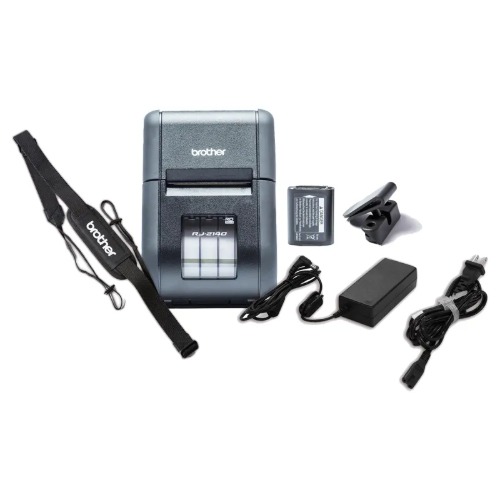 Brother RJ-2140 2' MOBILE LABEL PRINTER, USB & WiFi INCLUDING LI-ION BATTERY & BELT CLIP, Shoulder Strap, AC Adaptor + Receipt Roll