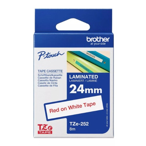 Brother TZE-252 - 24MM RED ON WHITE TZE TAPE