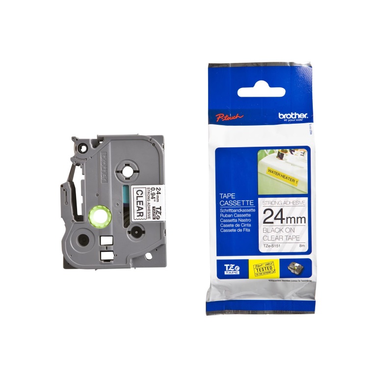 Brother 24mm Strong TZ Tape Black on Clear Adhesive