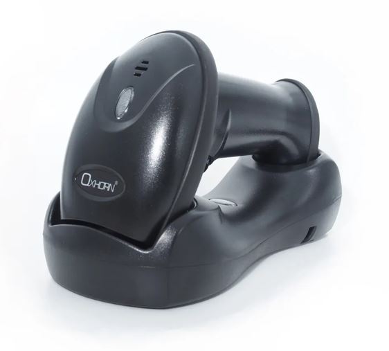 Oxhorn Wireless 2.4G 2D Barcode Scanner Commercial Grade USB Fast reliable Plug&Play 5V 1A Sensor Pixel rechargeable battery Black