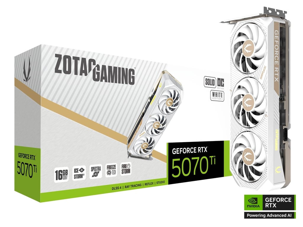 16GB ZOTAC RTX 5070Ti SOLID CORE OC WHITE GPU